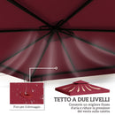 Tetto di Ricambio per Gazebo 3x3 m a 2 Livelli e Anti UV con Presa d'Aria in Poliestere Rosso      