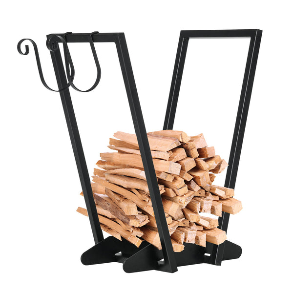 prezzo Scaffale Portalegna con Ganci 45x32x58 cm in Acciaio Nero