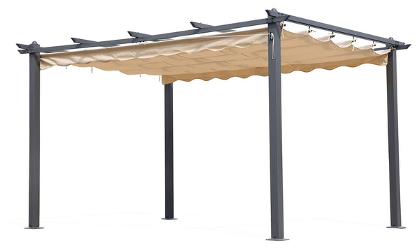 sconto Alu-Gartenpergola Pavillon 3x4m Bauer Creme Einziehbare Plane
