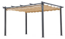 Gazebo a Pergola da Giardino in Alluminio 3x4 mt Telo Retrattile Bauer Panna