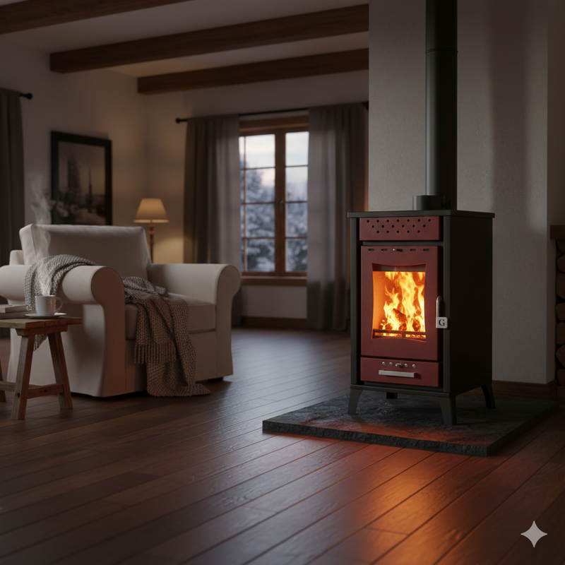 Stufa a Legna 45,5x48,5xh91 cm 15 Kw Olga Rossa