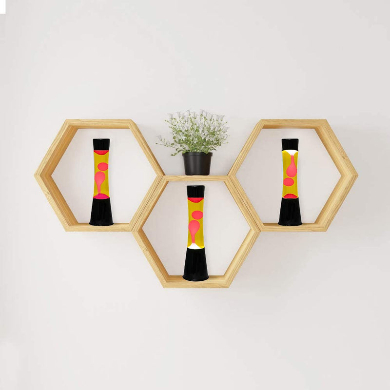 Lampada Lava Lamp 40 cm Base Nera con Magma Verde e Giallo