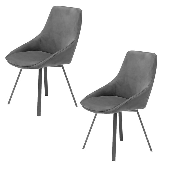 prezzo Set 2 sedie Imbottite 51x60x88 cm In Tessuto Suet Asia Grigio Fumo
