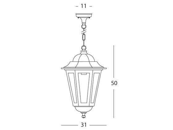 Lampada Lanterna Sospesa Colore Nero per Esterno Linea Maxi Esagonale Livos