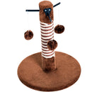 Colonna Tiragraffi per Gatti con 3 Palline in Legno e Sisal Naturale Marrone 34x34x42 cm 