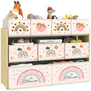 Mobile Portagiochi per Bambini a 3 Livelli 93x30x70 cm con 9 Contenitori in Tessuto Giallo  