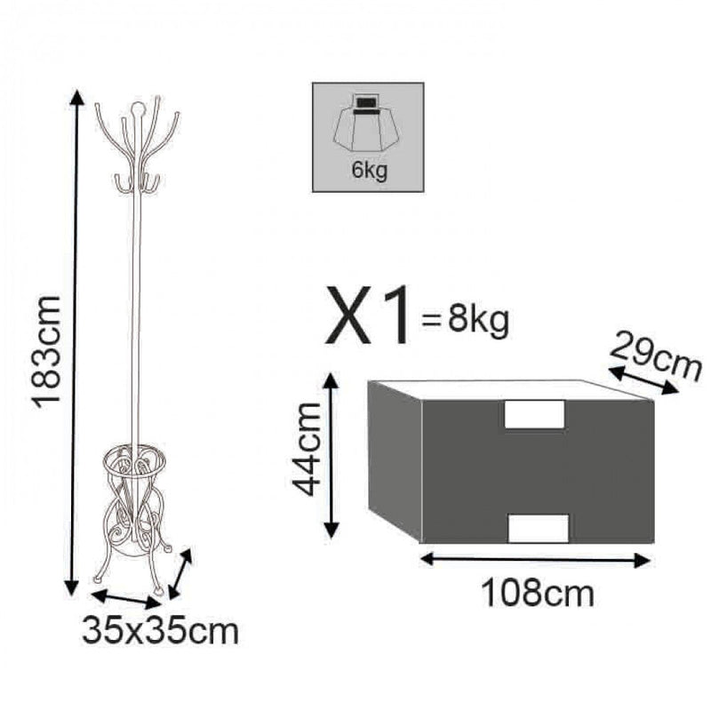 Appendiabiti 35x183 h cm in Acciaio Bianco