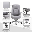 Sedia Poltrona Presidenziale da Ufficio 69,5x76x113-121 cm in Similpelle Grigia