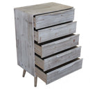 Cassettiera 5 Cassetti 60x40x95 h cm in Legno di paulownia Tortora