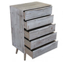 Cassettiera 5 Cassetti 60x40x95 h cm in Legno di paulownia Tortora