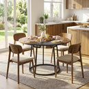 Tavolo da Pranzo Rotondo Ø120x75 cm per 4-6 Persone Stile Industriale in MDF e Metallo Marrone Rustico e Nero      