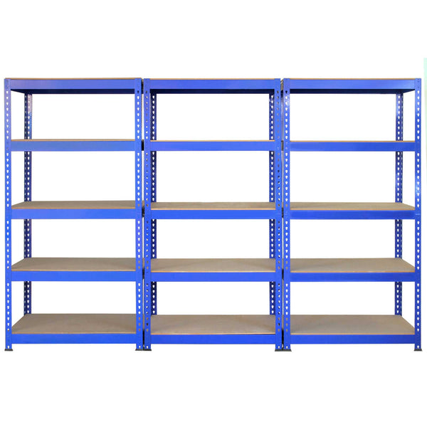 sconto Set 3 Scaffali Senza Bulloni 90x50x180 cm in Acciaio Blu