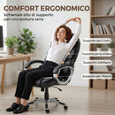 Sedia da Ufficio Ergonomica Girevole 66x72x112-122 cm con Dondolo in Pelle PU Nero      