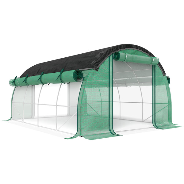 acquista Serra a Tunnel 4x3 m con Rete Ombreggiante Extra Finestre e Ingresso a Zip in PE e Acciaio Verde