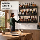 Portabottiglie da Parete 100x15x80 cm con Luci LED Stile Industriale in Acciaio al Carbonio Nero      
