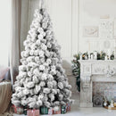 Albero di Natale Innevato Des Alpes Ø76x150 cm 198 Rami Super Folto con Effetto Neve in PVC Verde      