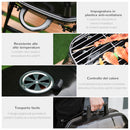 Barbecue a Carbone Carbonella Portatile Pieghevole in Ferro Nero 
