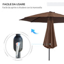 Ombrellone da Giardino 3x2.45 m Palo Ø38 mm in Acciaio Inclinabile Caffè 