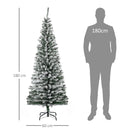 Albero di Natale Innevato Slim 180 cm 492 Rami Effetto Neve in PP e Acciaio Inox Verde  