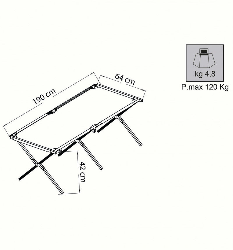 Branda 190x64x42 h cm in Alluminio Blu