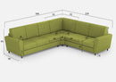 Divano Angolare 6 Posti 288x228x85 cm Yasel in Tessuto Verde