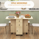 Tavolo Pieghevole 120x60x76,5 cm con 2 Cassetti e Armadietto 6 Rotelle e Freni Color Legno      