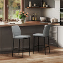Set 2 Sgabelli Bar Moderni con Poggiapiedi e Schienale in Velluto Grigio   
