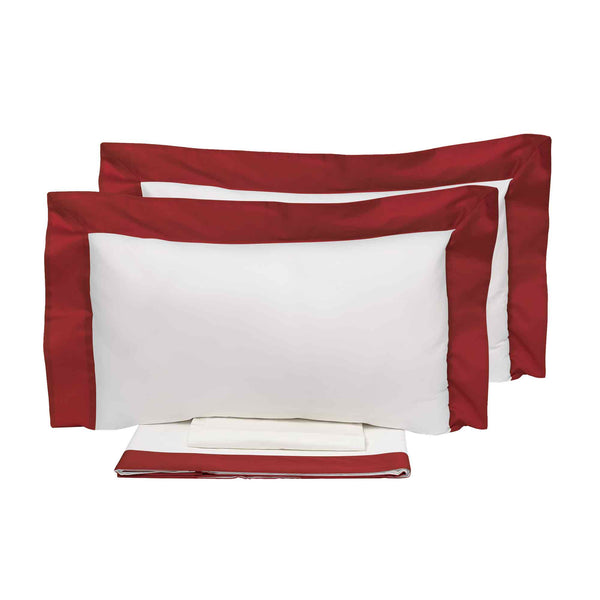 acquista Bettwäsche-Set und Kissenbezüge in Satin Garrini Eveline Elfenbein/Bordeaux, verschiedene Größen