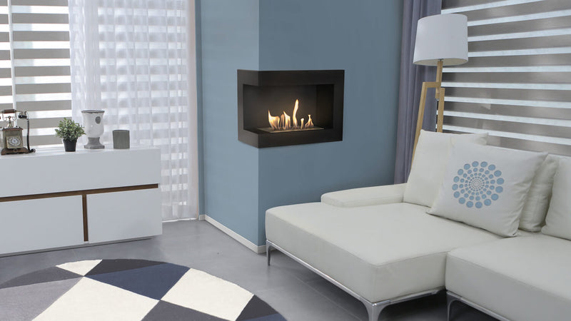 Camino a Bioetanolo da Incasso 70x48 cm Flig Tampa Nero Angolo a Sinistra