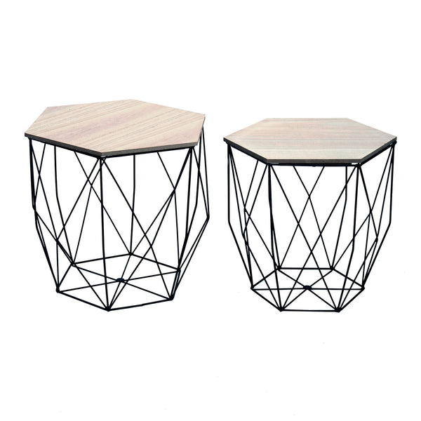 acquista Set Tavolini Hexagon Rovere Nero