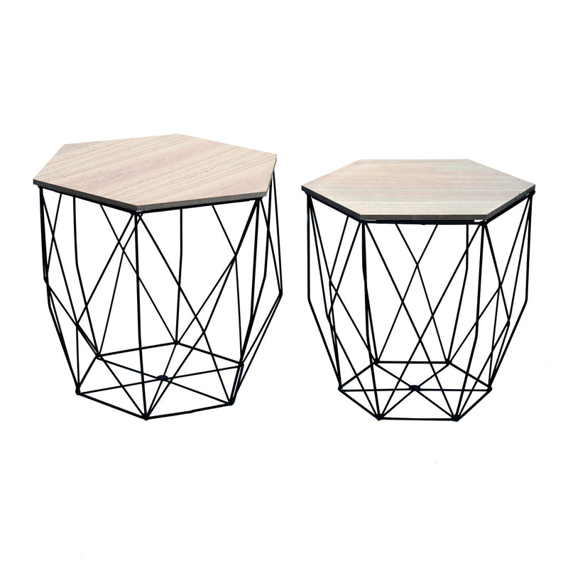 Set Tavolini Hexagon Rovere Nero