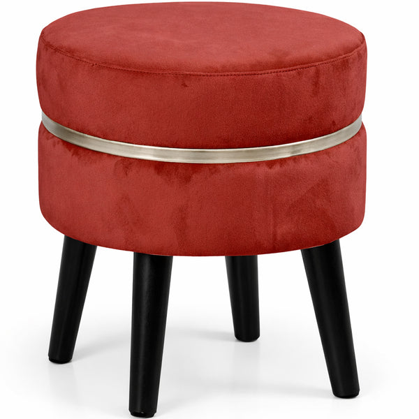 Pouf Sgabello Ø35x40,5 cm Design Moderno Poggiapiedi con Rivestimento in Velluto Bordeaux prezzo