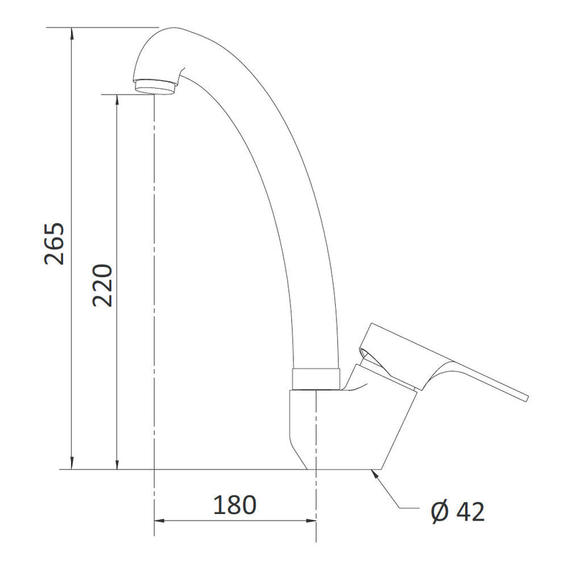 Rubinetto Miscelatore Monocomando Girevole Lavello Alto in Ottone Mariani Vela Cromato
