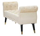 Panchetta Paris 120x40x60 cm in Legno Spugna Metallo e Poliestere Crema Nero e Oro