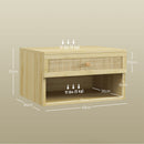 Set 2 Comodini con Cassetto e Ripiani Aperti in stile Nordico 40x34x23 cm in Truciolato e Rattan 