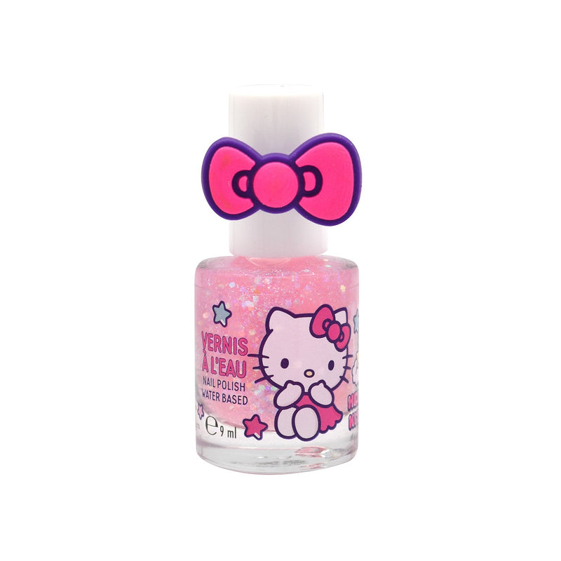 Set 18 Smalti Hello Kitty con Anello per Bambini a Base Acqua 9 ml Rosa Chiaro