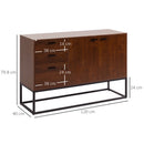 Mobile Buffet Stile Industriale 120x40x83 cm con Armadietto 2 Ante e 3 Cassetti Marrone