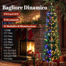 Albero di Natale Slim Ø55x180 cm con 170 Luci LED Bicolore 351 Rami Pigne Bacche Rosse e Telecomando in PVC Verde      