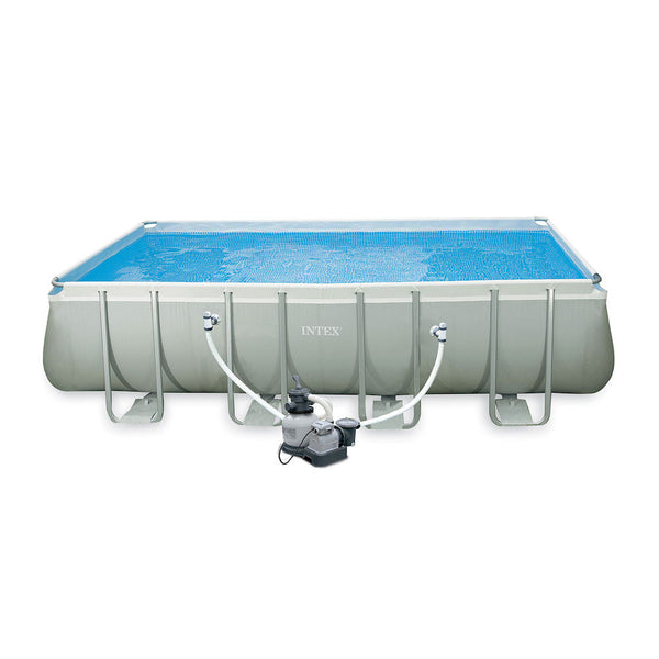 sconto Oberirdischer rechteckiger Pool H132x549x274cm mit Leiterpumpe und Intex Ultra Rahmenabdeckungen
