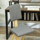 Sedia Inginocchiatoio con Movimento a Dondolo 51x84x93 cm in Tessuto Effetto Lino e Legno Grigio   