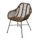 Poltrona da Giardino in Rattan 58x68H83cm Marrone
