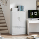 Armadietto da Ufficio 80x40x130 cm con Ripiano Interno e Cassetto in Acciaio Bianco      