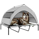 Brandina per Cani Rialzata 122x92x94 cm con Copertura a 3 Lati Rimovibile Tessuto Grigio Chiaro e Nero   