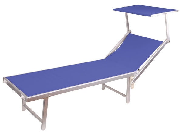 prezzo Garten-Sonnenliege 185 x 71 x 41 cm aus Aluminium und blauem Melange-Textilene