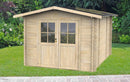 Casetta Box da Giardino per Attrezzi 250x250 cm con Porta Doppia Finestrata in Legno Naturale