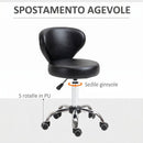 Sgabello 45x54x73-88 cm Regolabile e Girevole a 360° con Schienale in Acciaio e Finta Pelle Nero      
