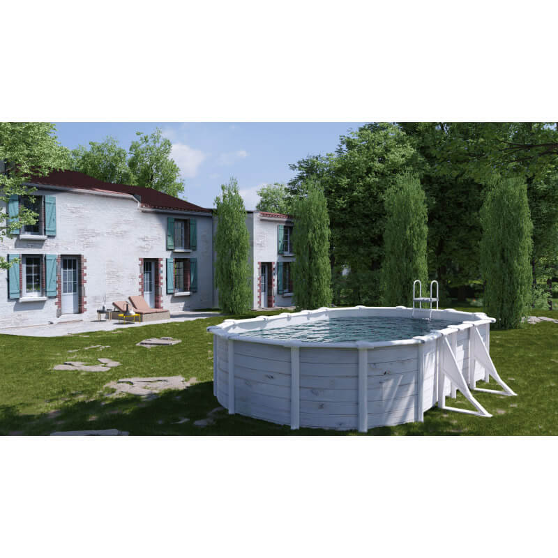 Piscina Ovale Fuori Terra 610x375xh132 cm in Acciaio e PVC Gre Groenlandia