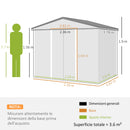 Casetta Box da Giardino con Doppia Porta Scorrevole 236x174x190 cm in Lamiera di Acciaio Grigio  