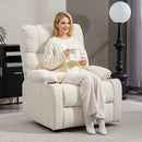 Poltrona Relax Reclinabile 135° 88x96x108 cm con Portabicchieri e Poggiapiedi in Tessuto Effetto Lino Beige  