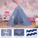 Casetta Tenda Indiana per Bambini 2x2x1,7m in Poliestere e Legno Blu
